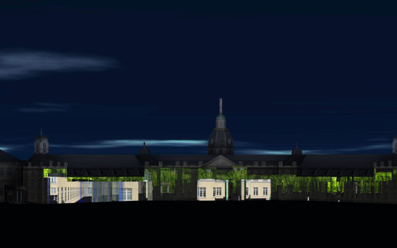 Videoprojektionen auf dem Karlsruher Schloss