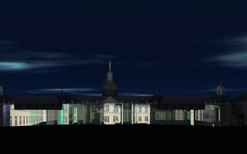Videoprojektionen auf dem Karlsruher Schloss