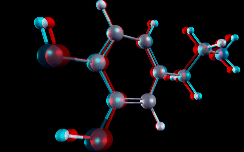 Ein Molekül in 3D-Ansicht