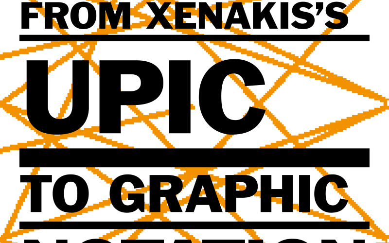 Picture of a book cover. The cover is white with orange lines, on it the lettering »From Xenakis’s UPIC to Graphic Notation Today«