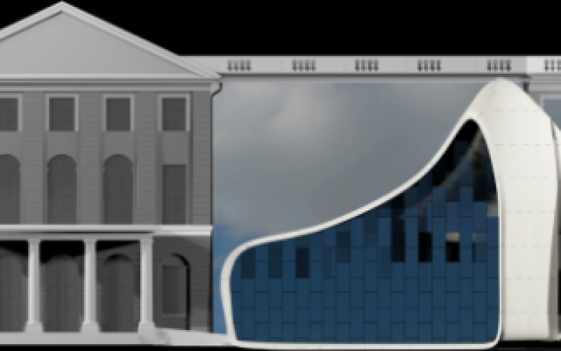 Entwurf eines Projection Mapping der Gruppe »URBANSCREEN« auf einer simulierten Schlossfassade 