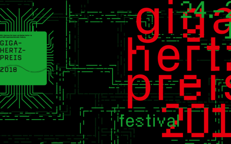 Giga Hertz Prize 2018 in red lettering on green background