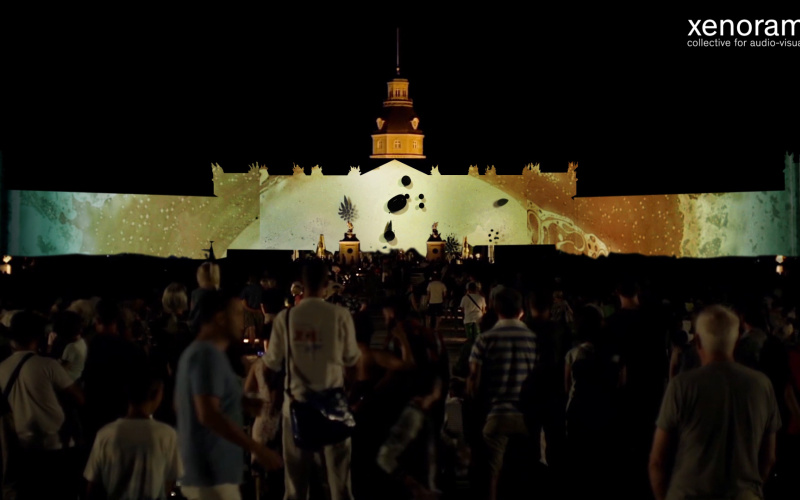 Videoprojektionen auf dem Karlsruher Schloss