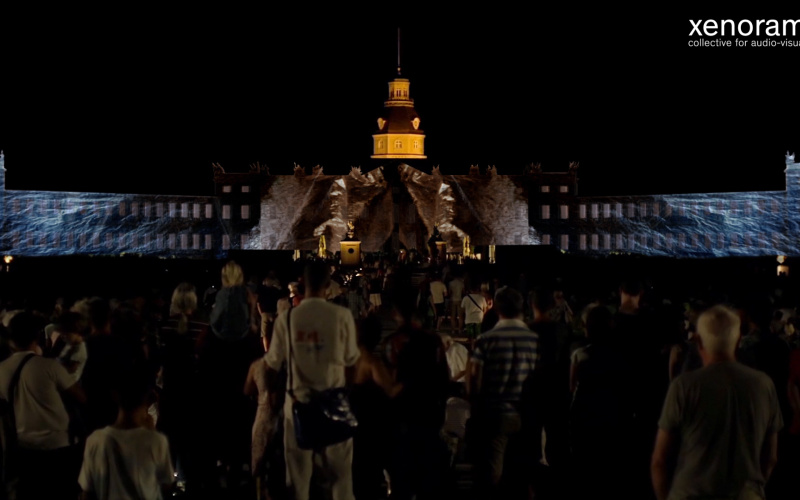 Videoprojektionen auf dem Karlsruher Schloss
