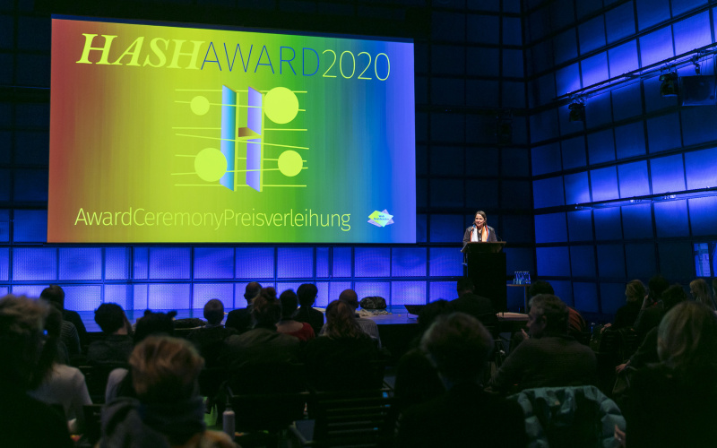 The award ceremony of the HASH Award 2020 with Elke aus dem Moore, Director of the Akademie Schloss Solitude