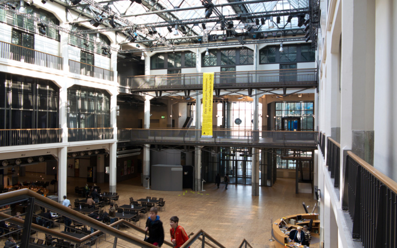 The ZKM_Foyer from the museum balcony