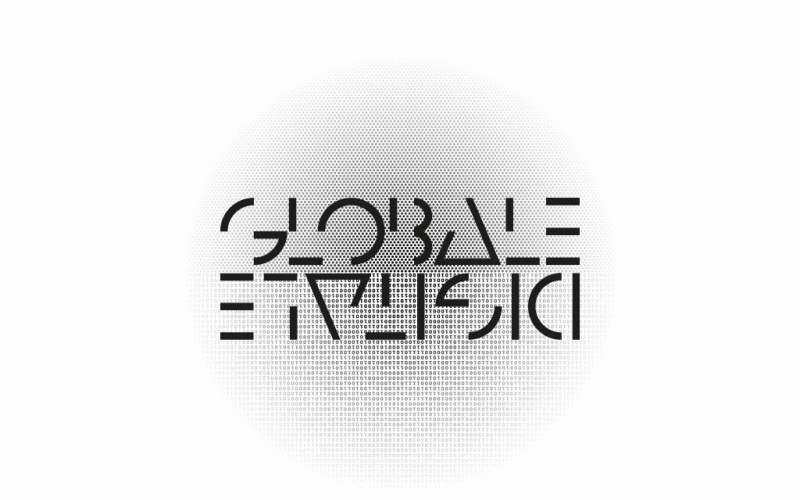 Black pixels, which condense inside. In the middle is »GLOBALE« written