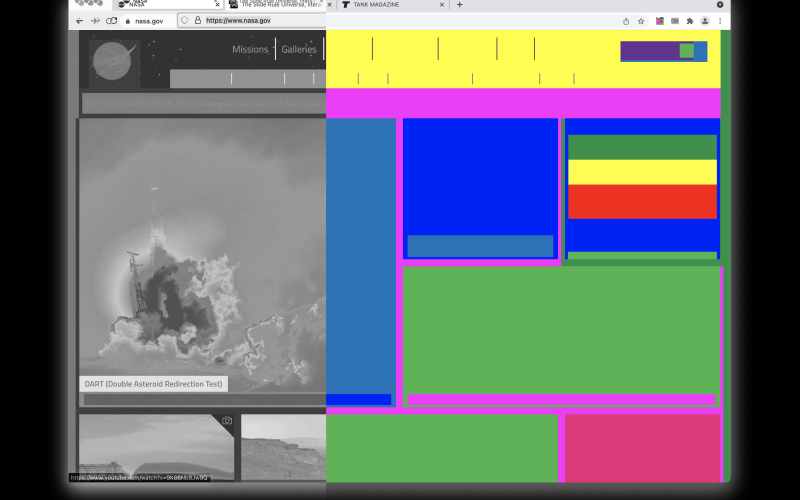 Nasa's website dissolves into colored planes.