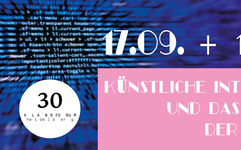 Blue poster with pink box. The pink box says: Artificial intelligence and the sighing of culture? Two dates are listed. once 17.09. and 18.09.