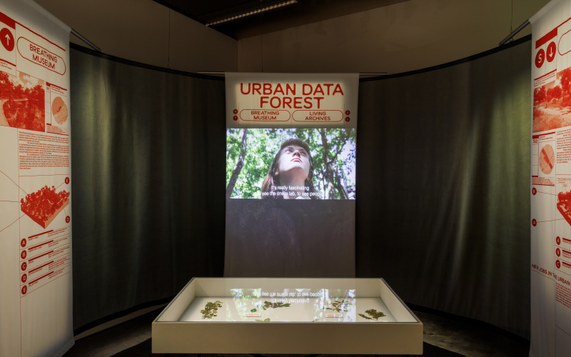 Zu sehen ist das Projekt Urban Data Forest im Rahmen der Ausstellung Repairing the Present :RETOOL.