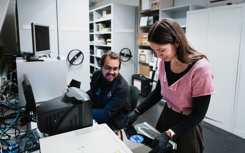 Two digital restorers with a data carrier