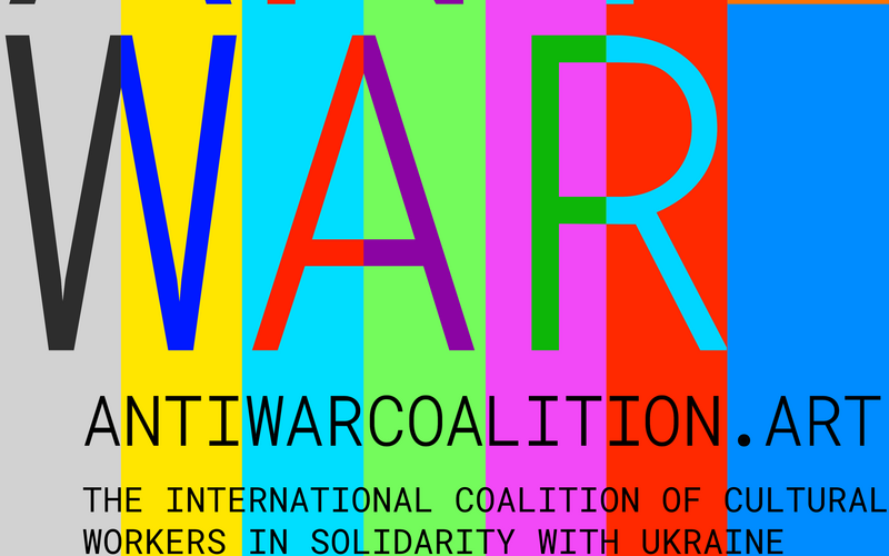 You can see a colorful logo of antiwarcoalition.art. 
