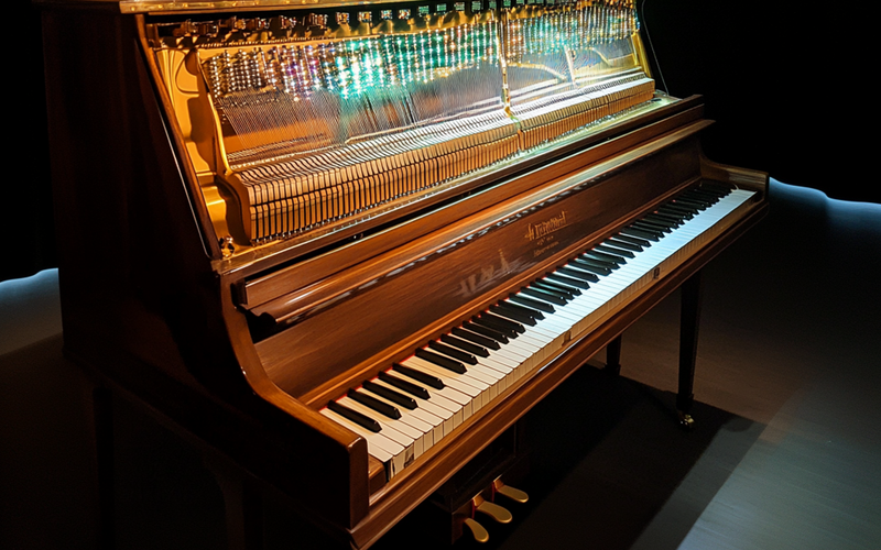 Ein Klavier mit LED-Lichtern