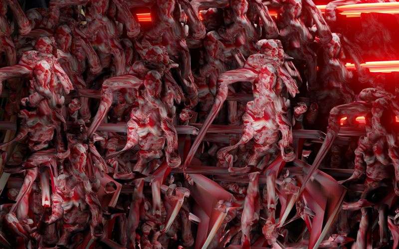 Animated bodily shapes in red and black