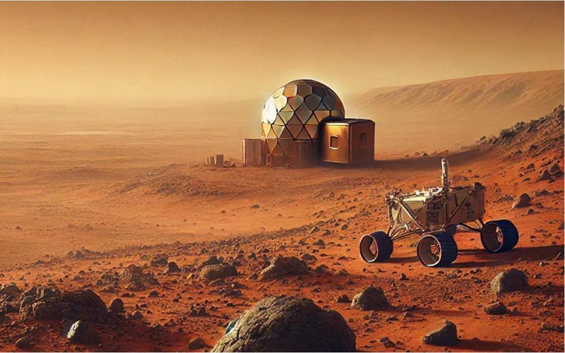 Zu sehen ist eine KI-generierte Grafik, die eine trockene, rötliche Landschaft andeutet.