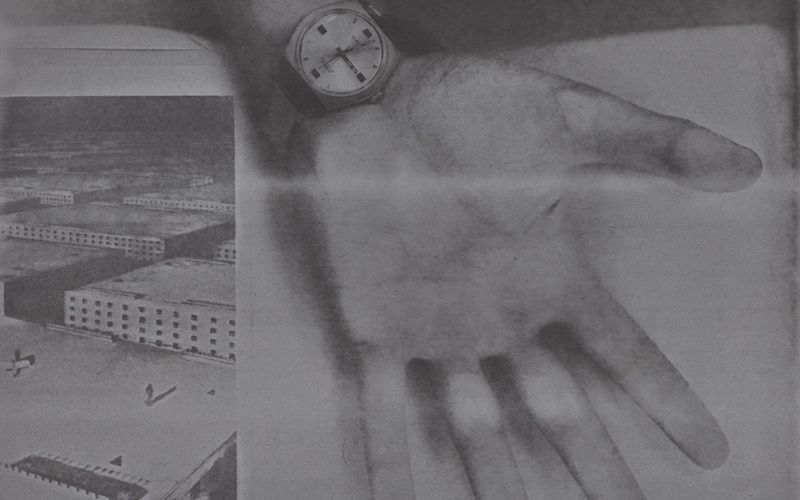 A scanned hand with a wristwatch.