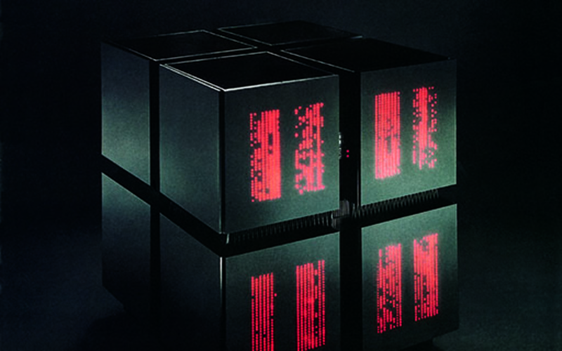 Die Connection Machine CM-2, ein schwarzer Kasten mit roten Lichtern.