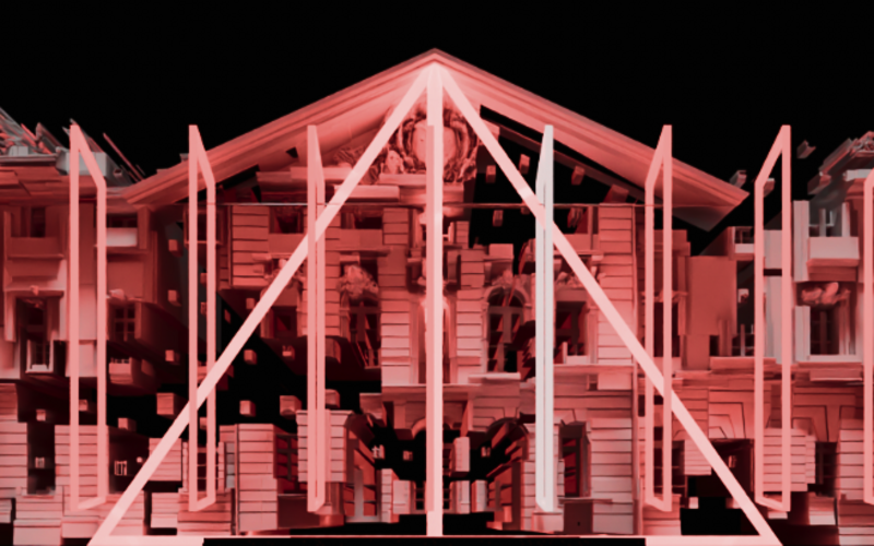 Digitale Vorschau auf eine Projektion auf der Fassade des Karlsruher Schlosses.