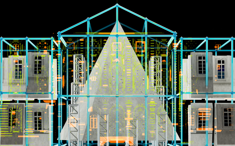 Digitale Vorschau auf eine Projektion auf der Fassade des Karlsruher Schlosses.
