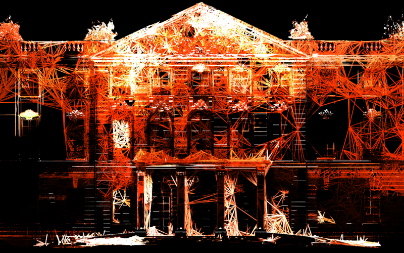 Digitale Vorschau auf eine Projektion auf der Fassade des Karlsruher Schlosses.