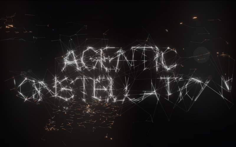 Der Schriftzug "Agentic Constellations", wie ein Sternzeichen am Nachthimmel.