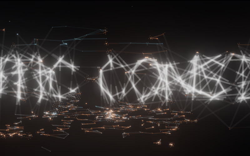 Der Schriftzug "Agentic Constellations", wie ein Sternzeichen am Nachthimmel.