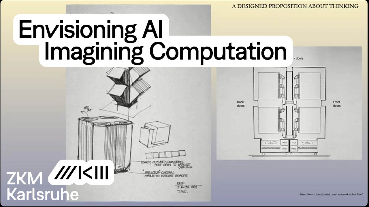 Screenshot of Nora N. Khan's lecture featuring sketches of the Connection Machine