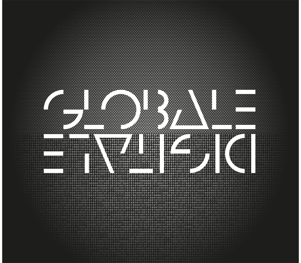 White letters on black ground: GLOBALE and upside-down DIGITALE