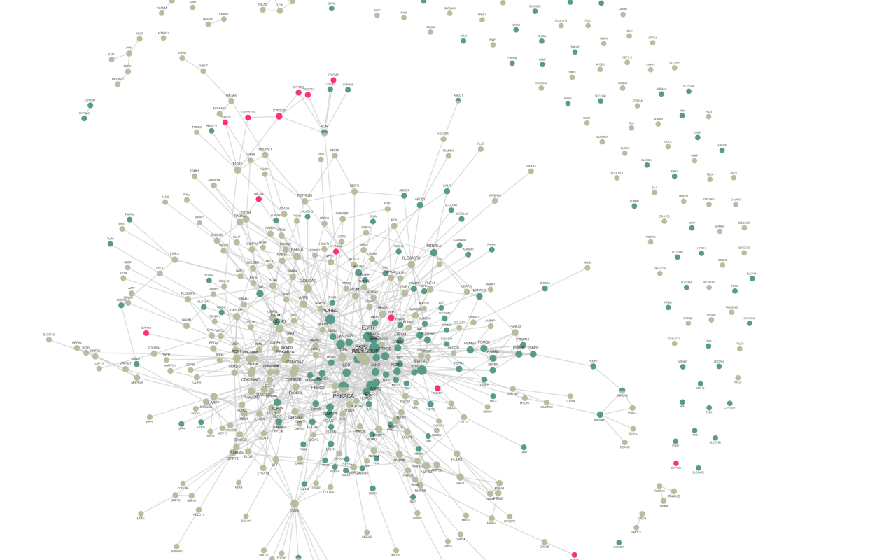 Network cluster of interconnected points, next to them crescent-shaped individual points
