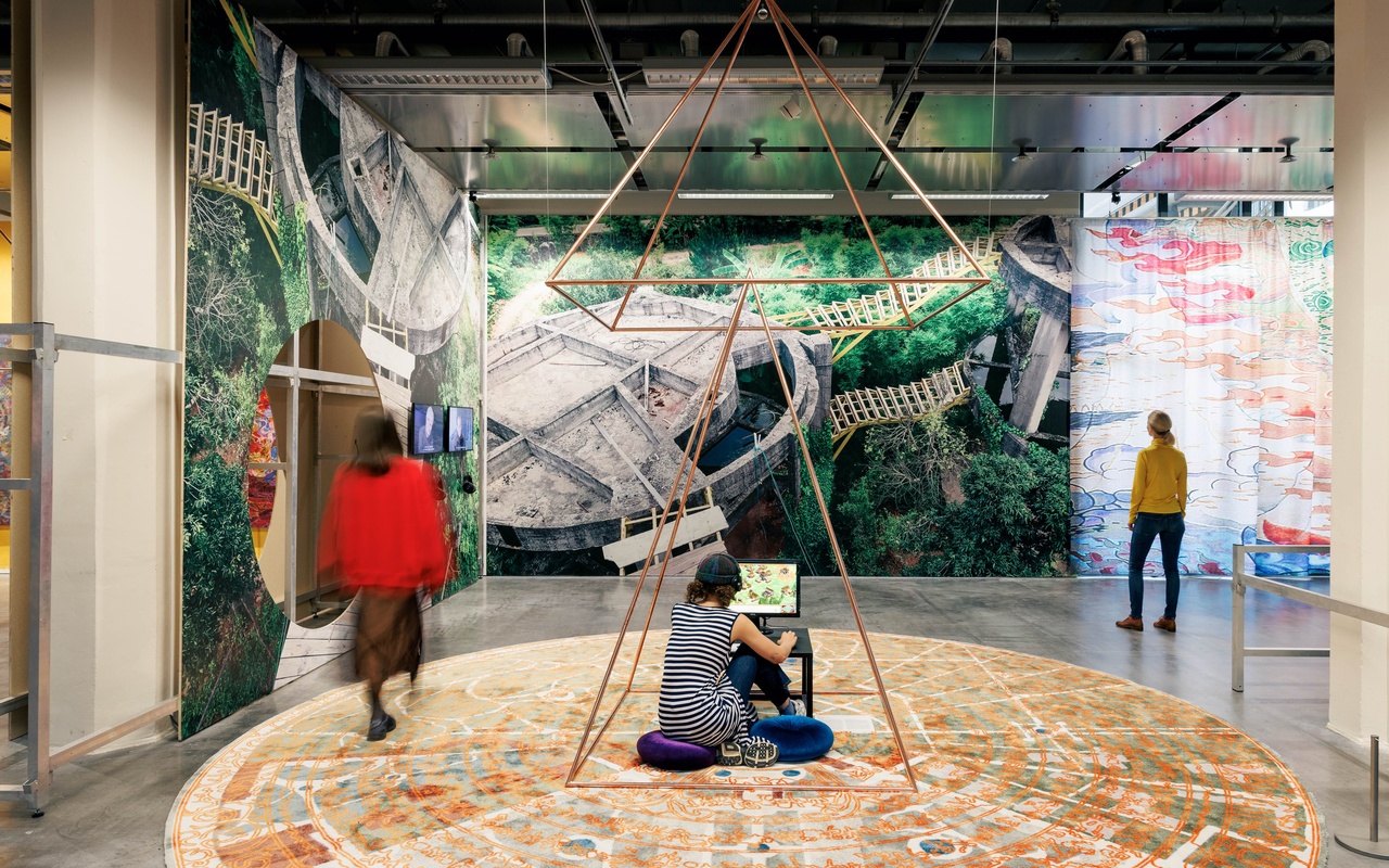 The image shows a section of Zheng Guogu's installation at "Fellow Travelers".