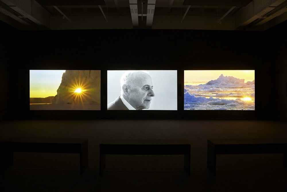 Three Images projected on a screen.