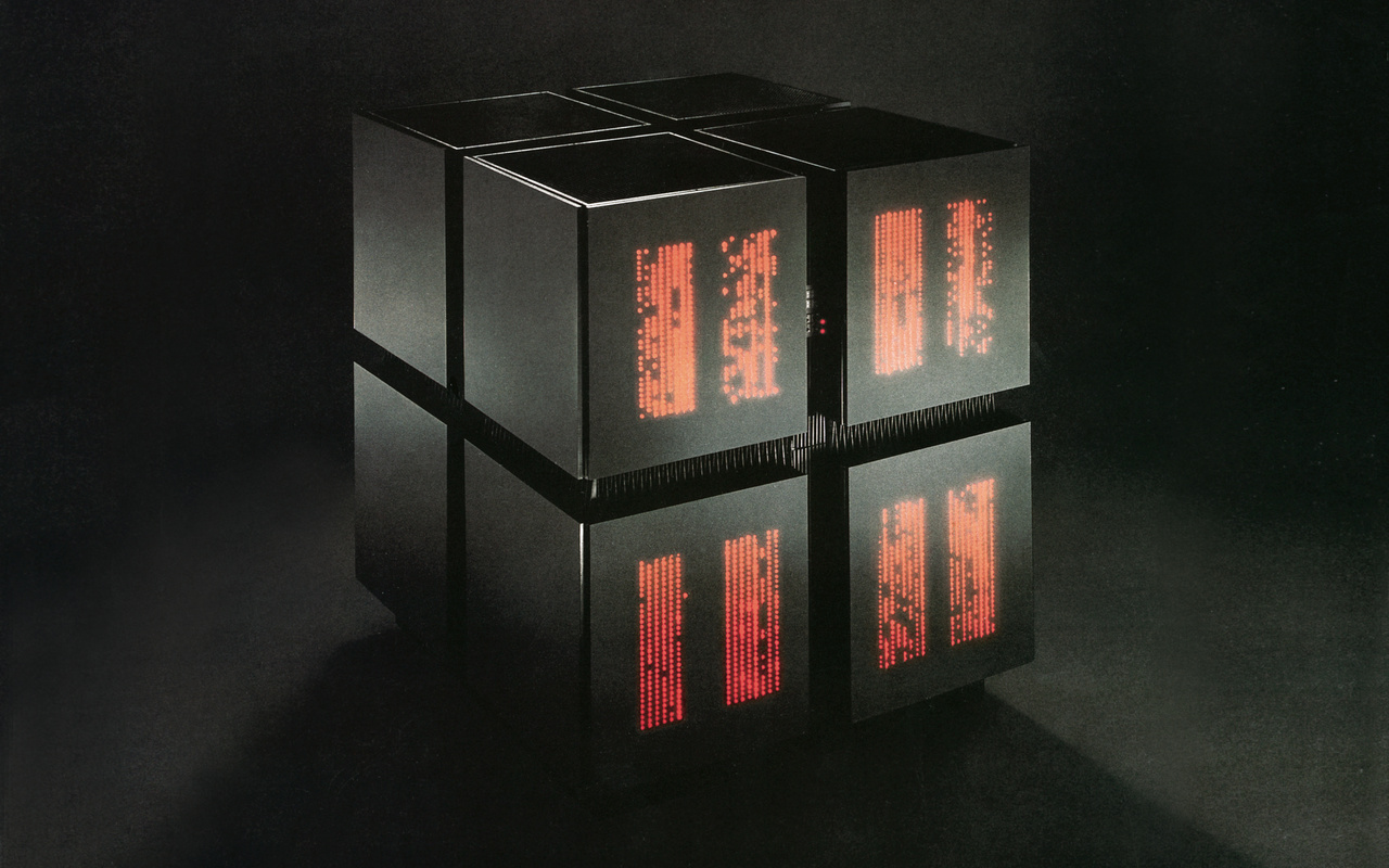 Die Connection Machine CM-2, ein schwarzer Kasten mit roten Lichtern.