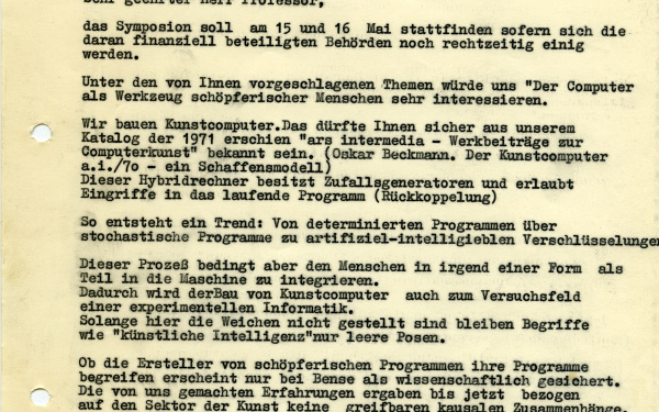 Otto Beckmann: Letter to Konrad Zuse