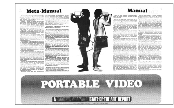 "Portable Video. A Radical Software State-of-the-Art Report", in: »Radical Software«, Vol. 1, Nr. 3, 1971