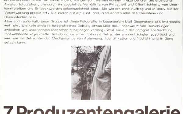 Poster mit Text: Heimliche Bilder. Zum Verhältnis von Privatem und Öffentlichem in der erotischen Amateurfotografie.
