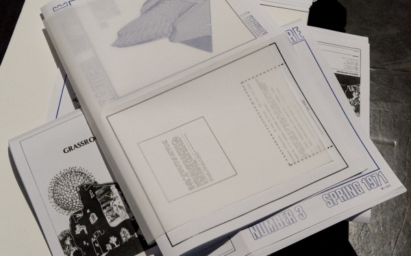  The picture shows various editions of the magazine »Radical Software«