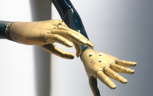 The picture shows delicate robot hands