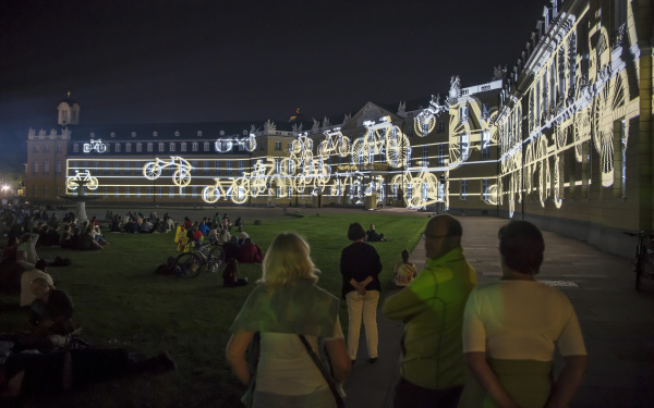 Projected bicycles on the Karlsruhe Palace