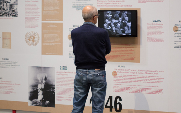 Das Foto zeigt einen Blick in die Ausstellung »Kunst in Europa«