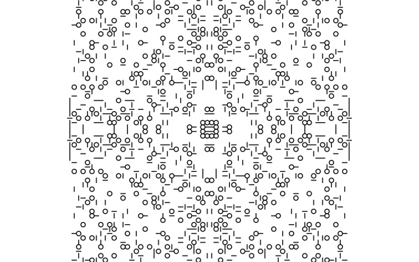 Schwarze Pixel vor weißem Hintergrund bilden ein Muster
