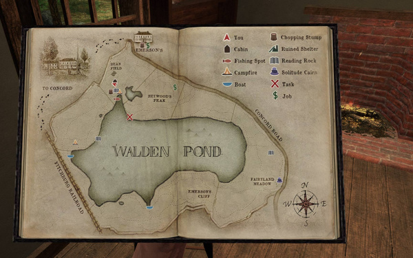Landkarte im Videogame »Walden, a Game«
