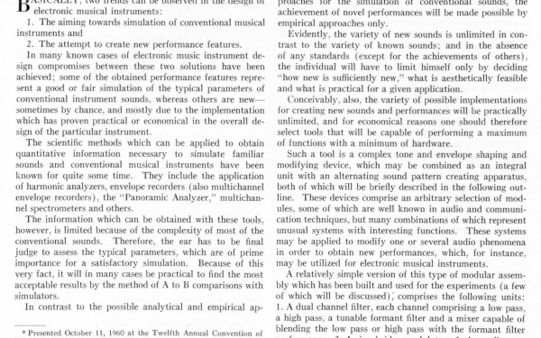  Harald Bode: »A New Tool for the Exploration of Unknown Electronic Music Instrument Performances (1961)