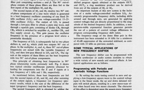 Harald Bode und Robert Moog: »A High-Accuracy Frequency Shifter for Professinal audio Applications [Ein hochpräziser Klangumwandler für professionelle Audioanwendungen]« (1972)