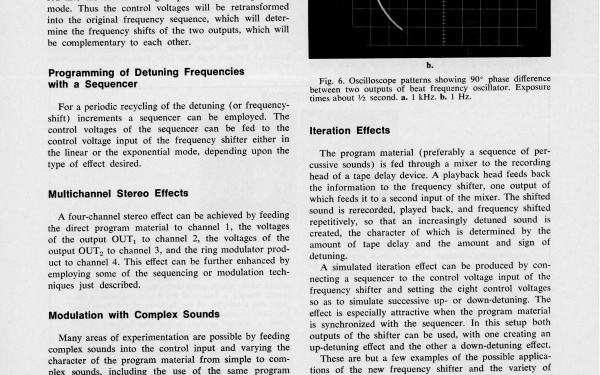 Harald Bode und Robert Moog: »A High-Accuracy Frequency Shifter for Professinal audio Applications [Ein hochpräziser Klangumwandler für professionelle Audioanwendungen]« (1972)