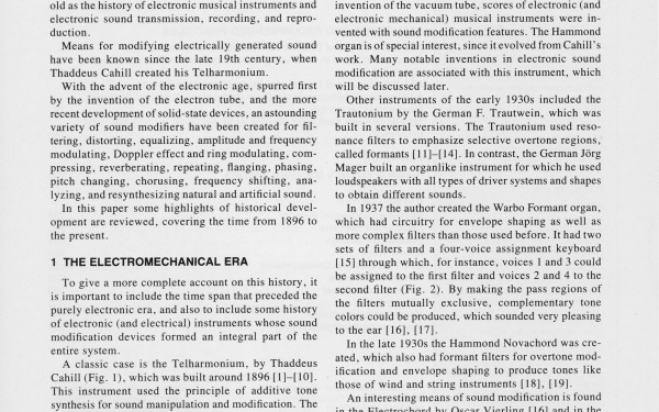 Harald Bode: »History of Electronic Sound Modification [Geschichte der elektronischen Klangveränderung]« (1984)