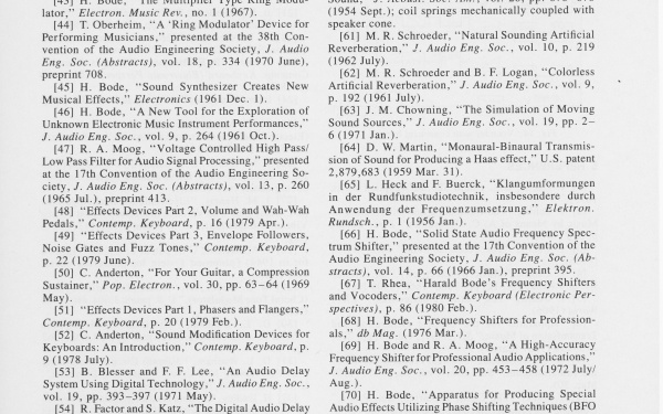 Harald Bode: »History of Electronic Sound Modification [Geschichte der elektronischen Klangveränderung]« (1984)