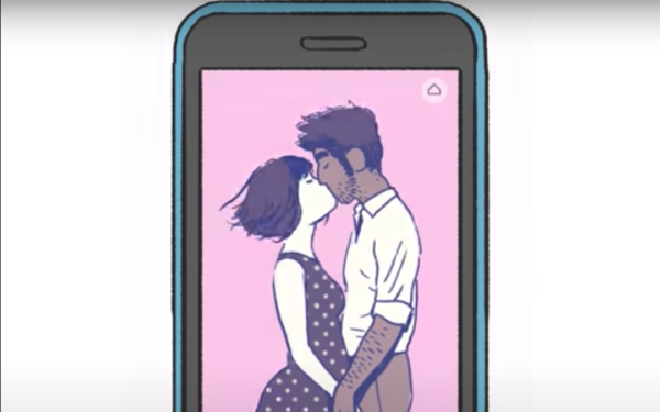 Zeichnung eines sich küssenden Paares