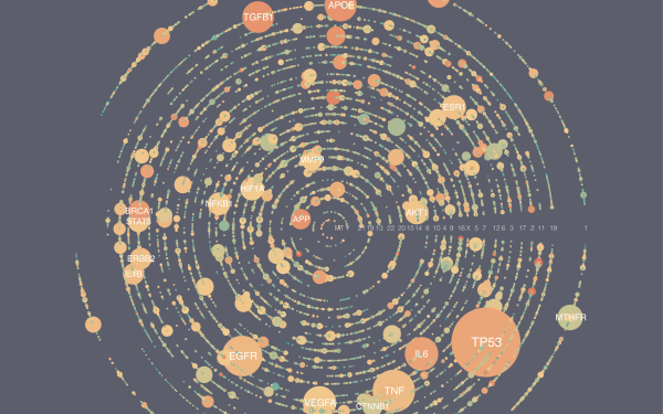 Colourful dots in different sizes arranged in numerous rings