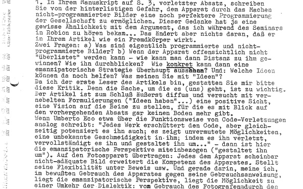 Brief von Andreas Müller Pohle an Vilém Flusser, 26.09.1981