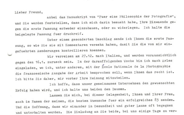 Brief von Vilém Flusser an Andreas Müller-Pohle, 11.12.1982
